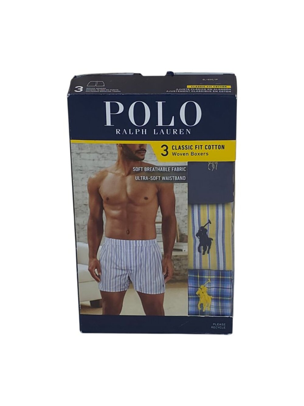 Polo Ralph Lauren 3 Pack Classic Fit Cotton Woven Boxers Soft Breathable Small